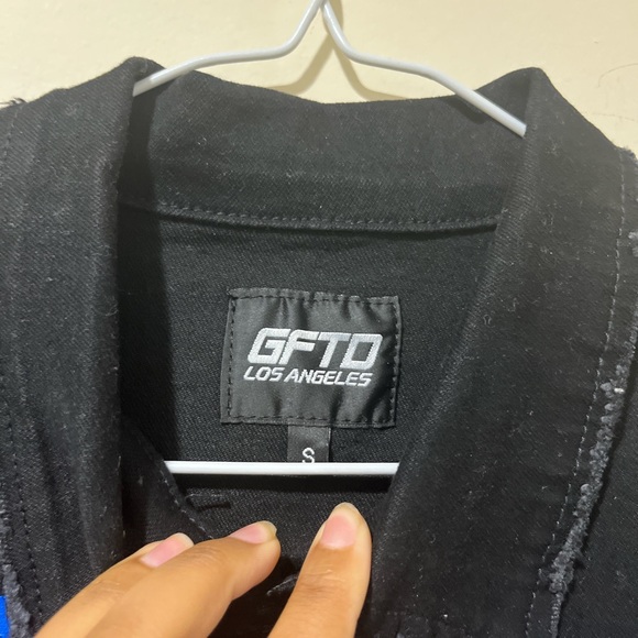 Brand New Mens GFTD Los Angeles Black Streetwear Skull Painted Denim Jacket - Picture 6 of 6